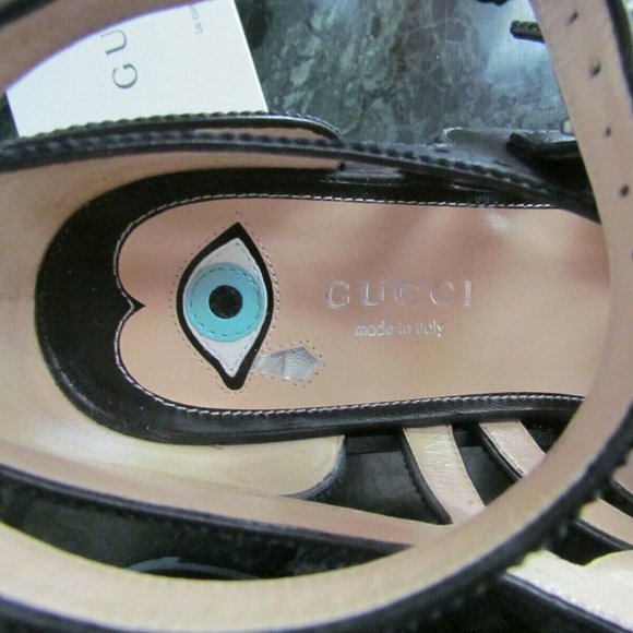 Gucci Iowa Queercore Block-heel Buckle Leather Brogue Shoes EU 37, US 36,5, UK 4 - Picture 7 of 11